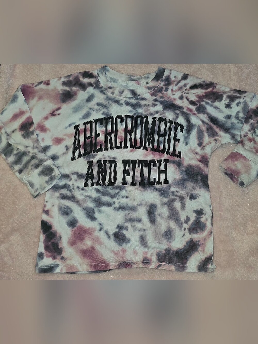 Abercrombie & Fitch Kids Tie-Dye Logo Crewneck - Pink & Gray